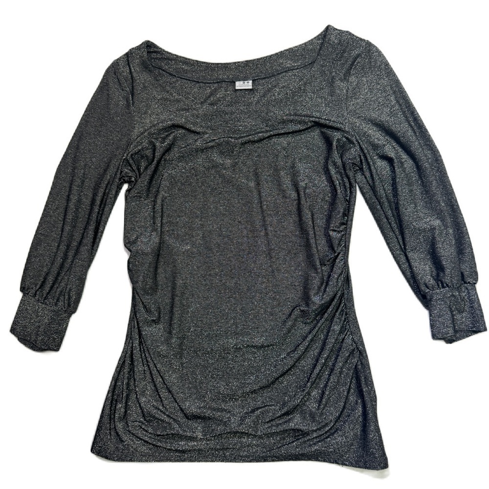 _Metallic Top - Size Small - Scoop Neck - 3/4 Sleeves - $18_